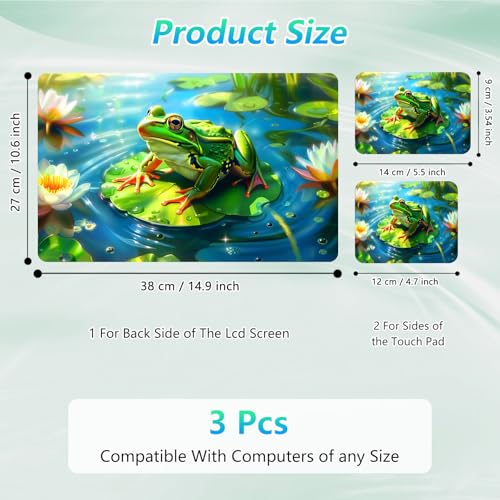 Laptop Skin Sticker Decal 12"-15.6" Universal Laptop/Notebook/Netbook Vinyl - Waterproof Scratch Resistant,Fits HP Dell Lenovo MacBook,2 Free Wrist Pads,Easy Apply & Remove,Cute Frog Lotus - color: Cute Frog Lotus