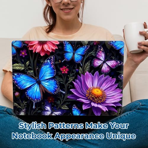 Reusable Universal Laptop Skin Sticker, Cut to Fit for 11.6–15.6 Inch Laptops, Waterproof Protective Film, No-Residue - Butterfly Flowers - color: Butterfly Flowers