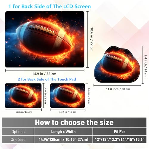 Laptop Skin Sticker Decal 15-15.6 Inch with Cute Mouse Pad, Universal Reusable Vinyl Sticker for 12.1 13 13.3 14 15.4 Inch Netbook and Notebook PC, Football Fire Art - color: Football Fire Art