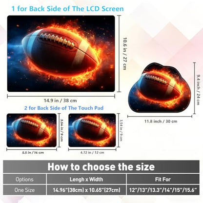 Laptop Skin Sticker Decal 15-15.6 Inch with Cute Mouse Pad, Universal Reusable Vinyl Sticker for 12.1 13 13.3 14 15.4 Inch Netbook and Notebook PC, Football Fire Art - color: Football Fire Art