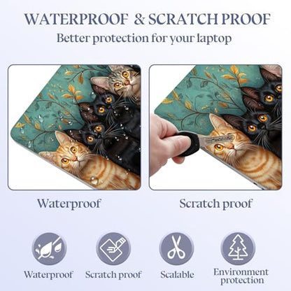 Universal Laptop Skin Sticker Decal,15.6 Inch Laptop Vinyl Cover for 13" 14" 15.6" Laptop,Scratch-Resistant Waterproof Protector Wrap,Reusable with Wrist Pads,Botanical Cat Lineup - color: Botanical Cat Lineup