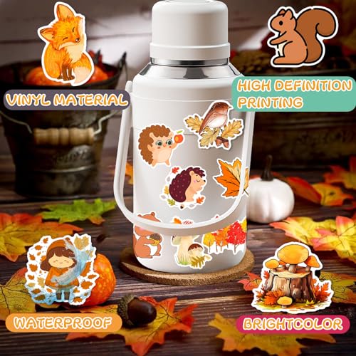 XZENTIRA 101 PCS Fall Stickers, Cute Autumn Thanksgiving Style Stickers for Laptop Scrapbooking Water Bottles Envelopes, Harvest Party Favorites, Pumpkin Maple Leaf Sticker Decals for Kids Teens Adult - style: Fall