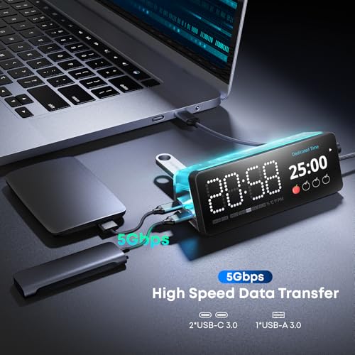 Laptop Docking Station (7-in-1), Docking Station with Screen, Multiple Built-in Apps, USB C Dock with HDMI 4K@60Hz, 90W Max Power Delivery, 1 Gbps Ethernet, USB C Hub for Mac/Dell/HP - color: black grey