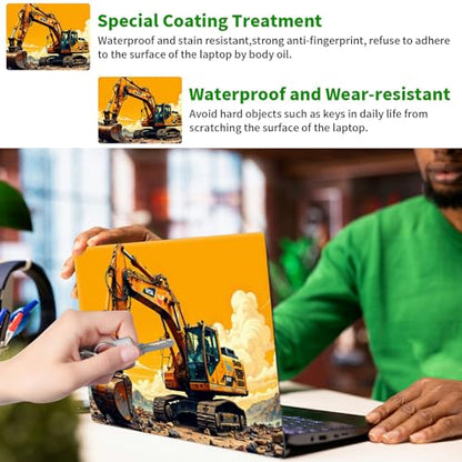 Laptop Skin Sticker Decal, Universal Protective Cover Fit 12 13 14 15.6 Inch Notebook, Reusable Water-Resistant Vinyl Decal w/ 2 Wrist Pads for Business Travel Office, Excavator Sunset - color: Excavator Sunset