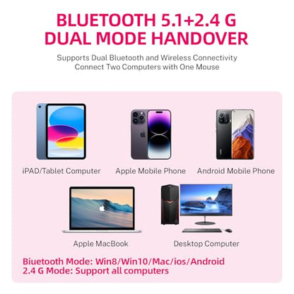Bluetooth Mouse,Bling Dazzling 2.4GHz Rechargeable Wireless Mouse Slim with USB Receiver, Compatible with Notebook, PC, Laptop, Computer, MacBook,Great Gift idea for Her (Rainbow) - color: Rainbow