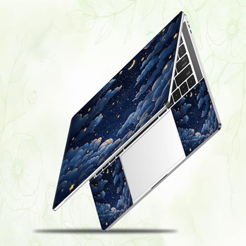 Laptop Skin Sticker Decal, Universal Reusable Vinyl Laptop Cover for 12" 13" 13.3" 14" 15" 15.4" 15.6" Notebook PC, Reusable Waterproof Scratch-Resistant with 2 Wrist Pads,Art Galaxy Moon - color: Art Galaxy Moon