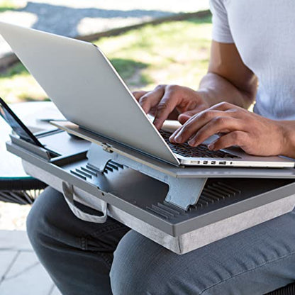 LAPGEAR Ergo Pro Lap Desk with 20 Adjustable Angles, Mouse Pad, and Phone Holder - Gray - Fits up to 15.6 Inch Laptops and Most Tablets - Style No. 49405 - color: Gray, size: Ergo Pro