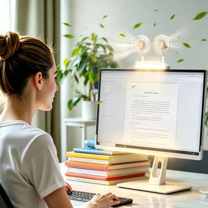 Clip Fan USB-Powered Cooling Fan with LED Light Bar Glacier Silver | Space-Saving Personal fan for Monitor/Laptop/Flat/Bedside/Bookshelf/Music Stand/Reading Stand - color: Glacier Silver