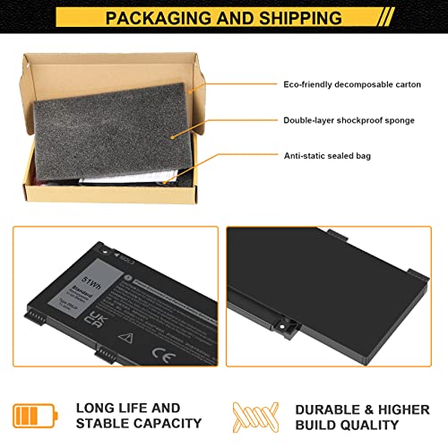 51Wh 266J9 Laptop Battery Replacement for Dell G3 15 3500 3590 3790 G5 15 5500 SE 5505 P89F Inspiron 5490 INS 15PR-1545W 1548BR 1645W 1742BR 1742W Series 0415CG C9VNH PN1VN M4GWP 0M4GWP 0JJRRD MV07R - size: 9.44x2.64x0.31inch 266J9