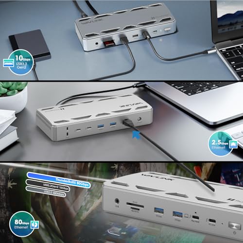 WAVLINK Thunderbolt 5 Dock, Intel Certified TB5 Docking Station, 120Gbps | Single 8K@144Hz, 140W PD, 2.5G Ethernet, 4×USB-A 10Gb, SD 4.0, for Windows 11/Mac OS 14.6 or Later TB5/4 Laptops