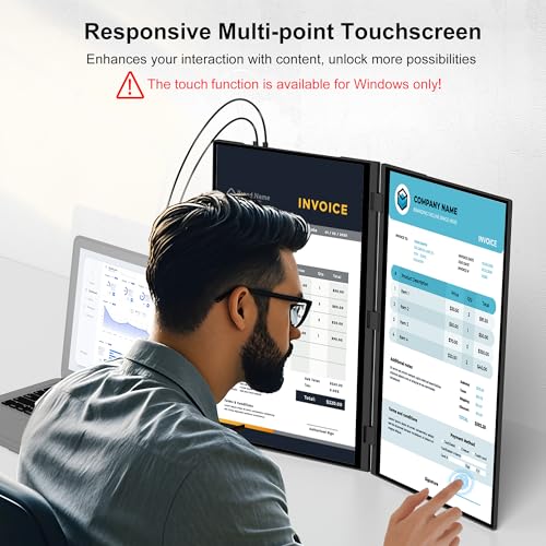 wisecoco 18.5'' 120Hz FHD 1080P Touch Screen Dual Triple Portable Monitor for Laptop IPS USB-C HDMI HDR Laptop Monitor Extender PC Gaming Monitor 100% sRGB Windows Mac Android Plug&Play Flip S8+