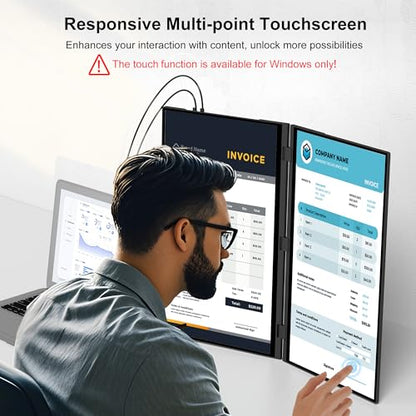 wisecoco 18.5'' 120Hz FHD 1080P Touch Screen Dual Triple Portable Monitor for Laptop IPS USB-C HDMI HDR Laptop Monitor Extender PC Gaming Monitor 100% sRGB Windows Mac Android Plug&Play Flip S8+
