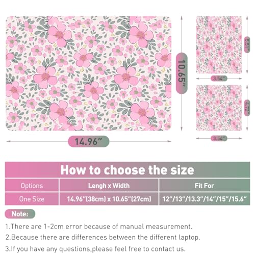 12 12.1 13 13.3 14 15.4 15.6 Inch Laptop Skin Decal, Laptop Skins Stickers Decals for Notebook PC, Universal Reusable Vinyl Laptop Cover Sticker, Waterproof Art Protector I Lovely Pink Flowers - color: Lovely Pink Flowers
