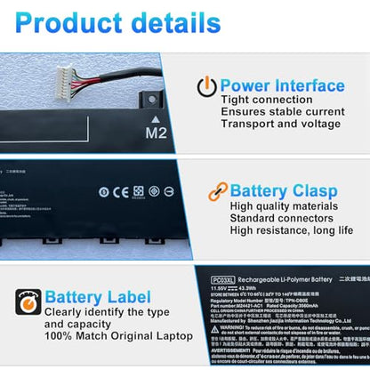 PC03XL M24648-005 Laptop Battery for HP Pavilion x360 14 14-DY 14-BA 14-CD 14-dw 15 15-er Pavilion Aero 13-be Pavilion x360 Convertible 14-dy Series HSTNN-OB1W M24421-271 M24421-AC1 PC03043XL - size: 9.76*2.75*0.28inch PC03XL