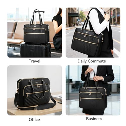 Laptop Bag Case 15.6 16 inch for Women Men Tote Bag Briefcase Compatible with HP Envy Pavilion, Dell XPS Inspiron, ASUS VivoBook, Acer, Surface, Messenger Shoulder Bag with Handle, Black - color: Black, size: 15.6 inch