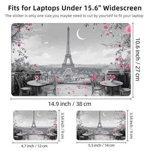 Aesthetic Laptop Skin Cover,12-15.6 Inch Universal Vinyl Sticker Decal,Waterproof Scratch-Resistant Notebook Wrap,Removable Residue-Free Protector,Paris Roses Eiffel Tower - color: Paris Roses Eiffel Tower