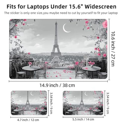 Aesthetic Laptop Skin Cover,12-15.6 Inch Universal Vinyl Sticker Decal,Waterproof Scratch-Resistant Notebook Wrap,Removable Residue-Free Protector,Paris Roses Eiffel Tower - color: Paris Roses Eiffel Tower