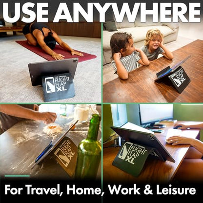 Airplane Phone Holder, Flexible Airplane Tablet Holder Travel | Extra Large 12 in x 7 in, Matte Black, Foldable Design, Fit Ipad, Kindle, Folding Cellphone Stand for Desk, Bed, Treadmill - color: Black, size: Extra Large