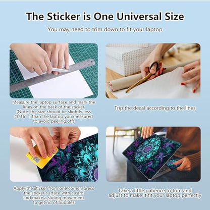 Universal Laptop Skin Sticker with 2 Wrist Pad Skins, Waterproof Scratch Resistant Vinyl Laptop Cover Decal, Cut to Fit for 11–15.6 Inch MacBook HP Dell Lenovo, Blue Mandala - color: Blue Mandala