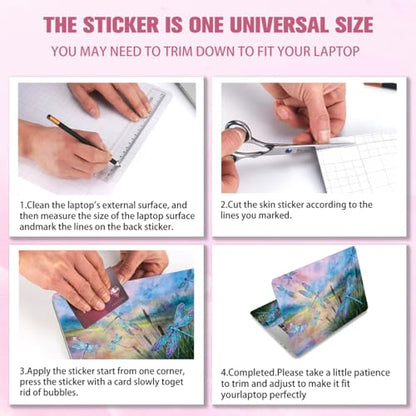 PLIGREAT Dragonfly Laptop Decal Sticker Skin Cover, Landscape Painting Laptop Stickers Skin Decal Fits 12" 13" 13.3" 14" 15" Laptops Universal Waterproof Removable Notebook Art Protector - color: Dragonfly