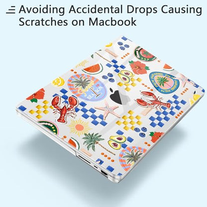 for New MacBook Pro 14 inch Case 2026 2025 M5 2024 M4 2023 Release– Aesthetic Floral Design Clear Laptop Shell 6-in-1 Bundle with TPU Keyboard Cover & OTG Adapters, Lobster & Fruit - color: Fruits