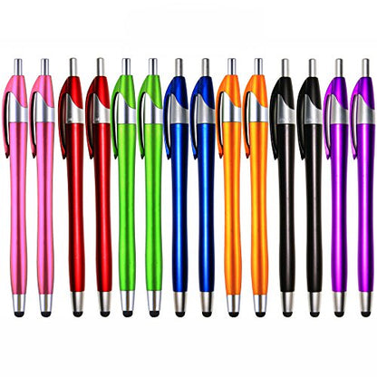 Skoloo Electronic Screen Touch Stylus,14 Pack 2 in 1 Slim Long Click Ink Stylus Ballpoint Pen For Universal Android Touch Screen Tablet Smartphone, Google Nexus, Samsung Galaxy, HTC, Multi-colored