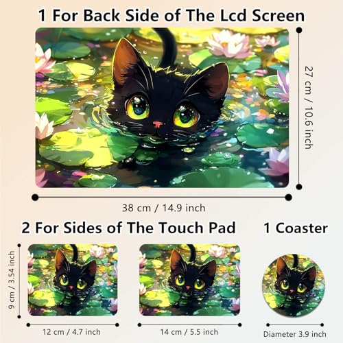 Laptop Skin Sticker Decal 15.6 Inch,12 13 13.3 14 15 15.6 in Laptop Netbook Skins for Notebook,Art Decal Removable Waterproof Scratch Resistant,Universal Vinyl Cover,Cute Cat Lotus - color: Cute Cat Lotus