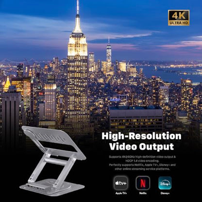 ADAM ELEMENTS Hub Stand Ultra - 6-in-1 Magnetic Detachable USB-C Hub & Ergonomic Laptop Stand, Foldable 4K HDMI Docking Station for MacBook Pro/Air M4 M3 M2 M1, iPad & 17" Laptops - color: Silver