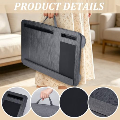 Laptop Desk for Adult, Portable Lap Desk with Pillow Cushion | Mouse Pad,Wrist Rest & Phone Holder,Portable Handle,Laptop Stand for Lap Pad,Fits up to 17" for Bed,Sofa & Work from Home