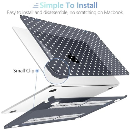 MEEgoodo for M5/M4/M3/M2 MacBook Air 15 inch Case 2026 2025 2024 2023, Case Fit Model (A3448/A3241/A3114/A2941) for MacBook Air 15.3 inch, White Polka Dot - color: White Polka Dot