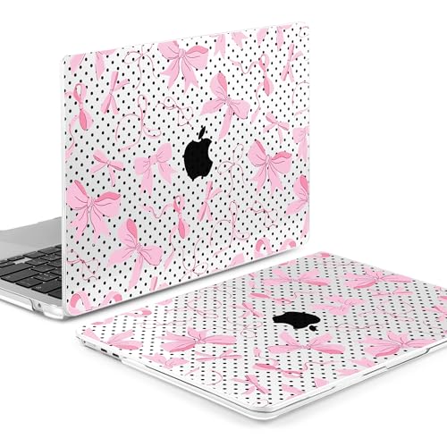 MEEgoodo Case for M5/M4/M3/M2 MacBook Air 13 inch Case 2026 2025 2024 2022, Fit Model A3449/A3240/A3113/A2681, Laptop Hard Shell Compatible with MacBook Air 13.6-inch, Black Polka Dots&Pink Bows - color: Black Polka Dots&Pink Bows