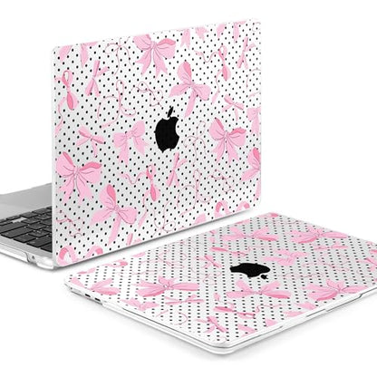MEEgoodo Case for M5/M4/M3/M2 MacBook Air 13 inch Case 2026 2025 2024 2022, Fit Model A3449/A3240/A3113/A2681, Laptop Hard Shell Compatible with MacBook Air 13.6-inch, Black Polka Dots&Pink Bows - color: Black Polka Dots&Pink Bows
