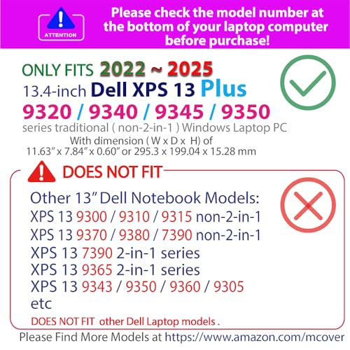 mCover Case ONLY Compatible for 2022-2025 13.4" Dell XPS 13 Plus 9320 9340 9345 9350 Series Traditional Windows Notebook PC (NOT Fitting Other Dell Models) - Pink - color: Pink