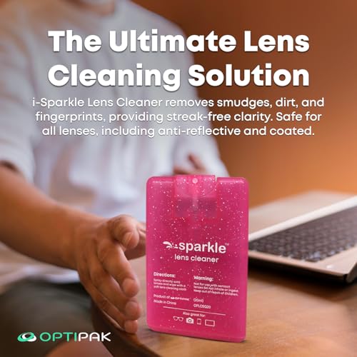 Sparkle Anti-Reflective Safe Square Lens Cleaner Spray Kit – 4 (20ml) Glasses Cleaner Spray with Microfiber Cloths & Travel Pouch for Eyeglasses, Lenses & Camera Cleaning Kit (9 Piece Set) - style: Blue | 1 Multipurpose Pouch + 4x0.68oz Lens Spray + 4 Clo