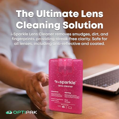 Sparkle Anti-Reflective Safe Square Lens Cleaner Spray Kit – 4 (20ml) Glasses Cleaner Spray with Microfiber Cloths & Travel Pouch for Eyeglasses, Lenses & Camera Cleaning Kit (9 Piece Set) - style: Blue | 1 Multipurpose Pouch + 4x0.68oz Lens Spray + 4 Clo