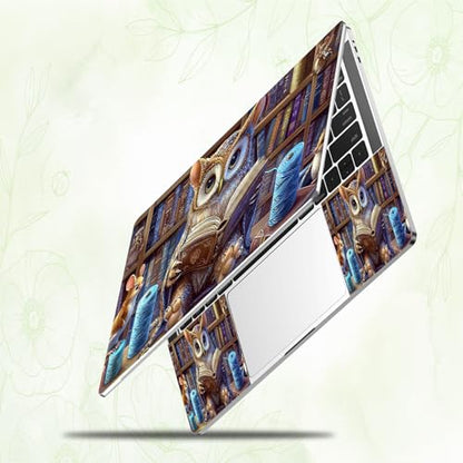 Laptop Skin Sticker Decal, Universal Reusable Vinyl Laptop Cover for 12" 13" 13.3" 14" 15" 15.4" 15.6" Notebook PC, Waterproof Scratch-Resistant with 2 Wrist Pads, Easy to Apply & Remove,Bookshelf Owl - color: Bookshelf Owl