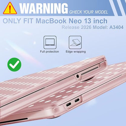 May Chen for MacBook Neo Case 13 inch 2026 | 100% Match Official Color | Pattern Printing, Anti-Crack & Scratch & Fingerprint | Protective Hard Shell Cases Laptop Model A3404, Blush - White Polka dot - color: Blush - White Polka dot