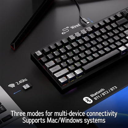 OOCTPK Wireless Mechanical Keyboard, Chilkey ND104 Gaming Keyboard with LCD Screen, 104% Hot Swappable Custom Keyboard with Knob, RGB Backlit, Bluetooth 5.4/2.4GHz/USB-C, Full-Aluminum, PC/Mac Support - color: Soft Pink, size: Silent Linear Switch-PCB 1.6