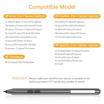 Stylus Pen for HP with 1024 Pressure Sensitivity & 2500hr Battery Life - Digital Pen for HP Omnibook/Envy x360/Spectre x360/Pavilion x360 - Windows 11/Chrome OS Palm Rejection Technology | MPP 1.51 Stylus Pen with Palm Rejection, 2500H Battery Digital Pen