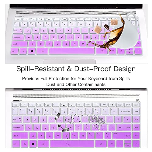 Keyboard Cover for HP Laptop 14/HP Pavilion 14-dq 14-fq 14-dk 14m-dh 14-cd/ce/cf 14-cf0006dx/cf0012dx 14-dq0052dx 14-dq5043cl 14-dq2078wm 14-dq0055dx 14-dq0002dx dq0057nr 14-fq0040nr/fq0050nr, Purple - color: Ombre Purple
