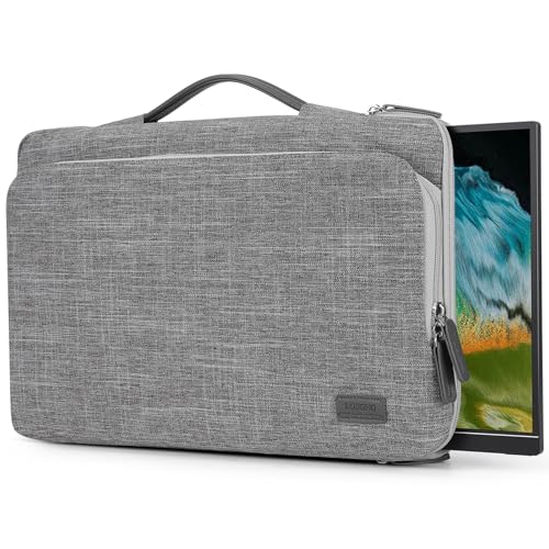 18.5 Inch Portable Monitor Case, 18.5 inch Protective Carrying Cover with PU Handle, Large Accessory Pocket and Water Resistant for Travel Monitor Bag Display Screen Sleeve, Gray - color: Gray, size: 18.5inch