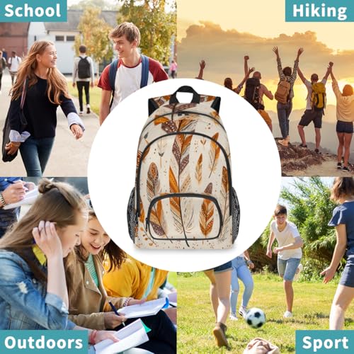 Bohemian Ethnic Feather Large Backpack for Women and Men Waterproof Travel Laptop Backpack Lightweight Business Work Daypack Fits 17 Inch Computer - color: Multicolor 3
