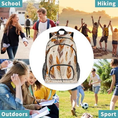 Bohemian Ethnic Feather Large Backpack for Women and Men Waterproof Travel Laptop Backpack Lightweight Business Work Daypack Fits 17 Inch Computer - color: Multicolor 3