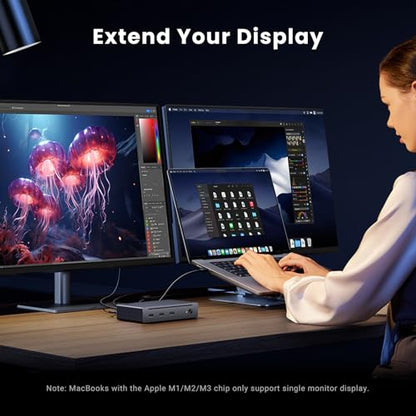UGREEN 8-in-1 Thunderbolt 4 Docking Station, Dual 4K@60Hz, 3xTBT4, 40Gbps | Dual 4K/ Single 8K Display, 85W Charging, Gigabit Ethernet, 3xUSB A 10Gbps, Dock for Mac M1/M2/M3/M4 Pro/Max, Revodok Max 208