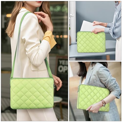 Puffy Quilted Laptop Sleeve with a Removable Shoulder Strap Compatible with MacBook Air 13 inch M2 A2681 M1 A2337 A2179 A1932 2023-2018/Pro 13 M2 M1 A2338 A2251 A2289 A2159 A1989 A1706 A1708 - color: Sleeve - Green, size: 13 inch