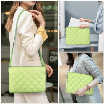 Puffy Quilted Laptop Sleeve with a Removable Shoulder Strap Compatible with MacBook Air 13 inch M2 A2681 M1 A2337 A2179 A1932 2023-2018/Pro 13 M2 M1 A2338 A2251 A2289 A2159 A1989 A1706 A1708 - color: Sleeve - Green, size: 13 inch