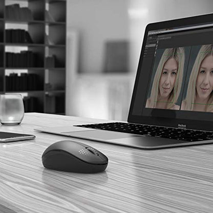 seenda Wireless Mouse for Laptop, 2.4G Noiseless Mouse with USB Receiver - Optical Tracking Portable Computer Mice for Chromebook, PC, Tablet, Windows System, 24 Months Battery Life - Black - color: Black