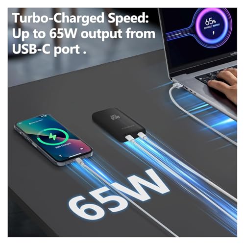 65W GaN USB C Charger,Dual-Port Fast Wall Charger,PD 3.0 & QC 4.0,Foldable Plug for MacBook Pro/Air, iPhone 15, iPad Pro, Galaxy S24, Steam Deck & More (Black-2C) - color: Black-2C