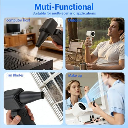 Compressed Air Duster, 2000mAh Battery with Up to 2 Hours of Run Time, 4-in-1 Multifunctional Design, Dust Blower for Computers, Keyboards, Home, Outdoor Use, and Cars（Silver） - color: Silver