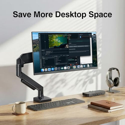 Single Monitor Arm, Monitor Mount for 17-32 inch Screens Gas Spring Adjustable Monitor Stand, Vesa Mount with Clamp and Grommet Aluminum Base - Fits 4.4 to 22lbs LCD Computer Monitors AX09DB01-1 - size: Single monitor arm